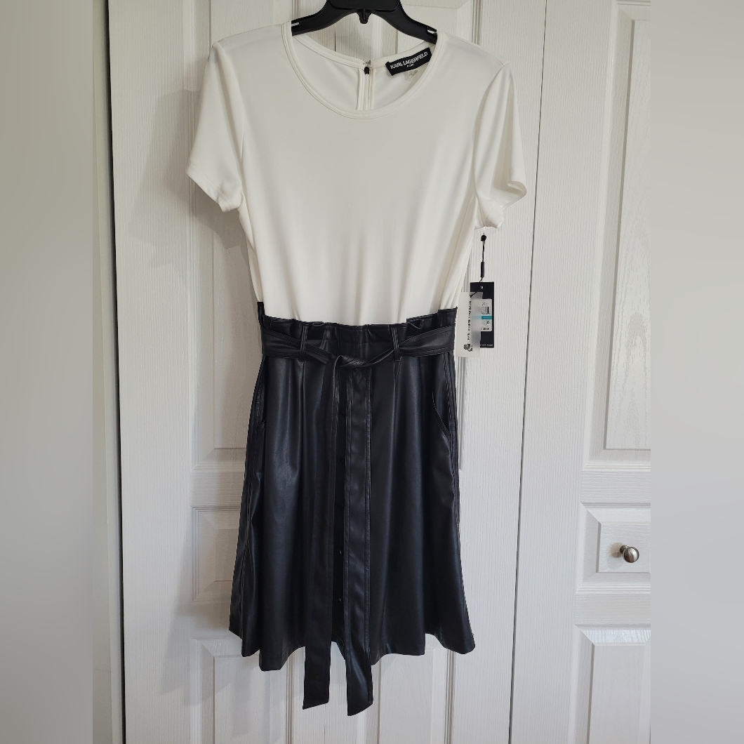 Karl Lagerfeld Elegant Black And White Skater Skirt